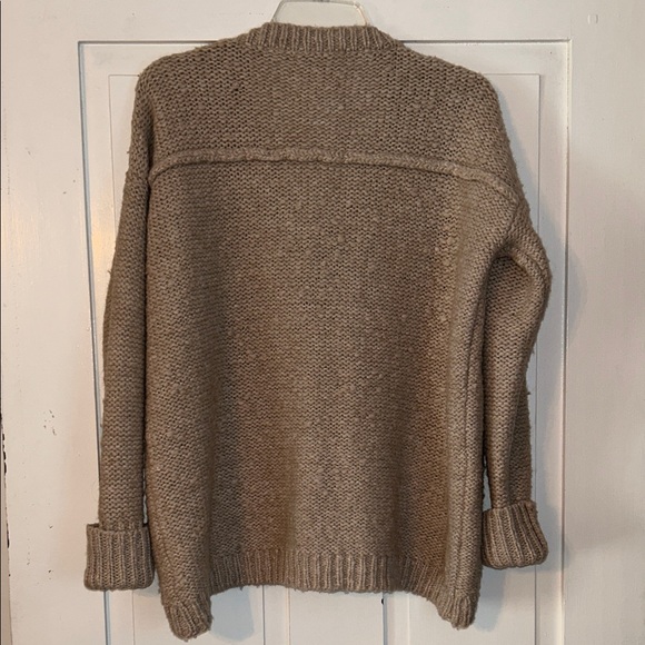 KENJI Anthropologie Women’s Slouchy Cozy V-Neck Sweater in Classic Tan Large - Picture 4 of 14